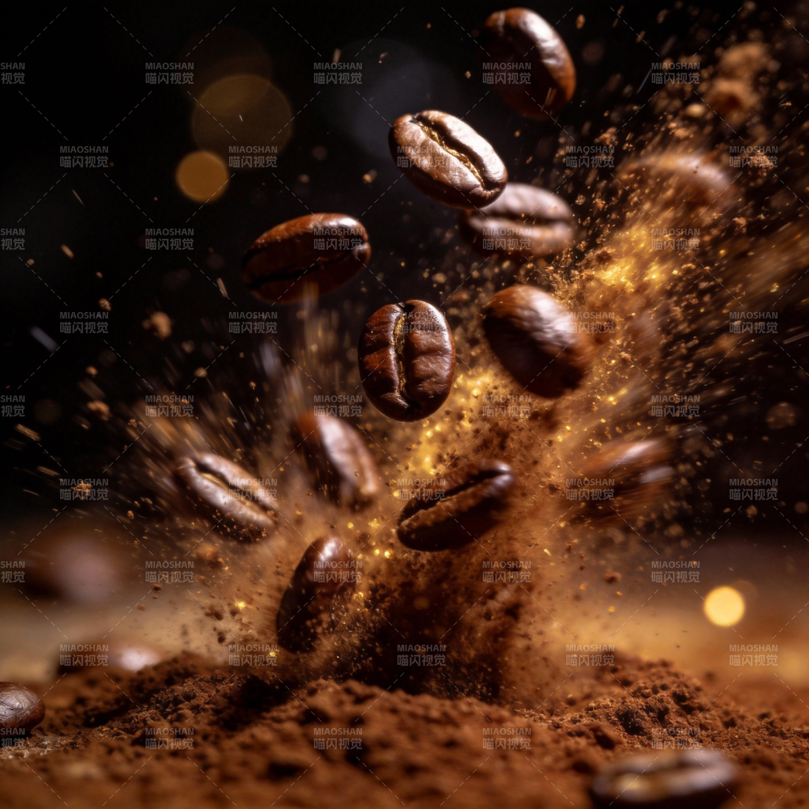 咖啡豆飞溅瞬间图片