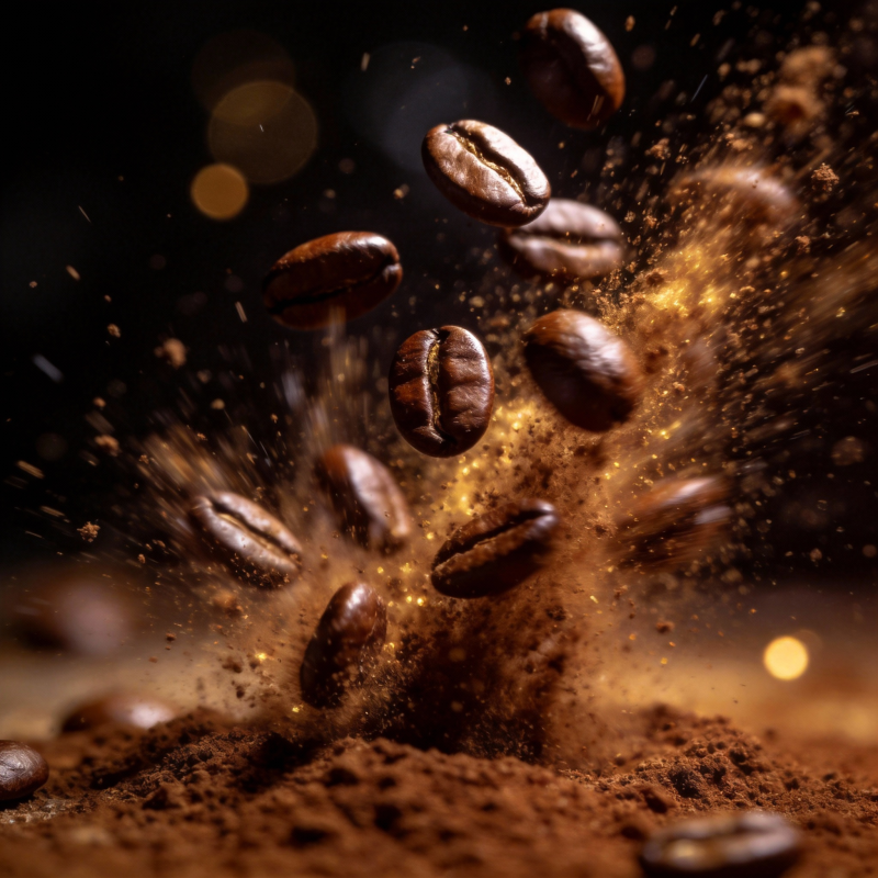咖啡豆飞溅瞬间图片