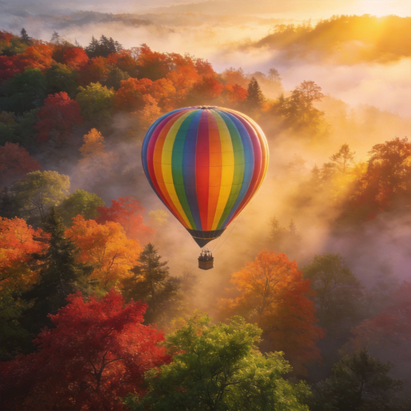 秋雾中的热气球图片