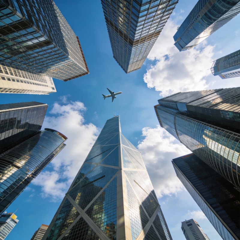 摩天楼与飞鸟图片