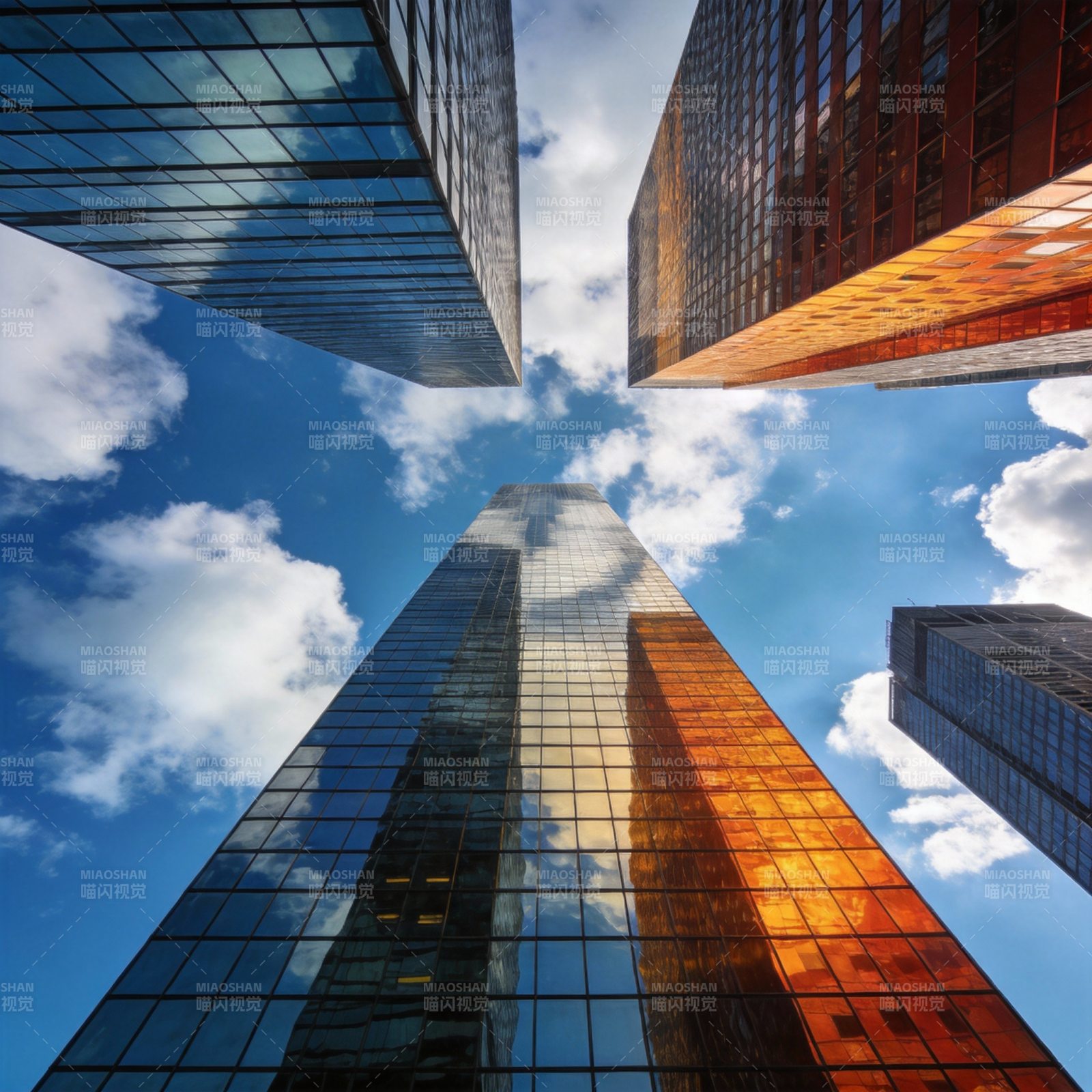 摩天大楼仰望天空图片