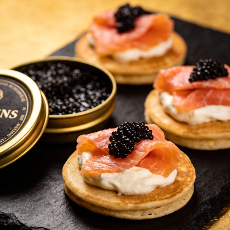 鱼子酱煎饼小食图片