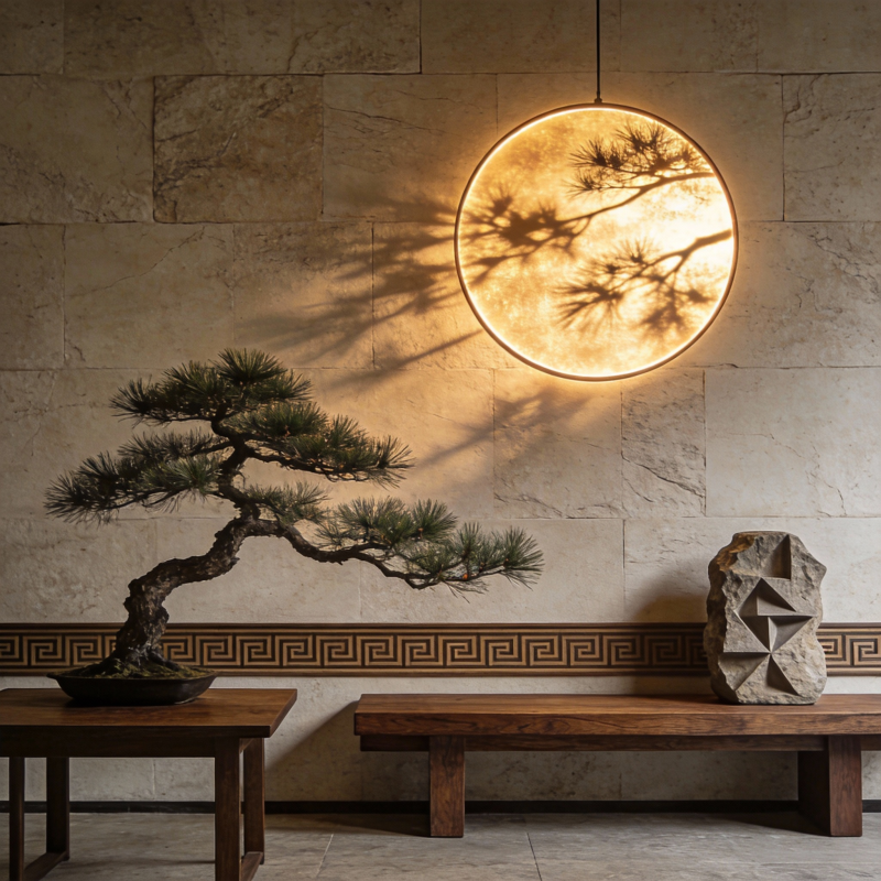 松影映月静谧境图片