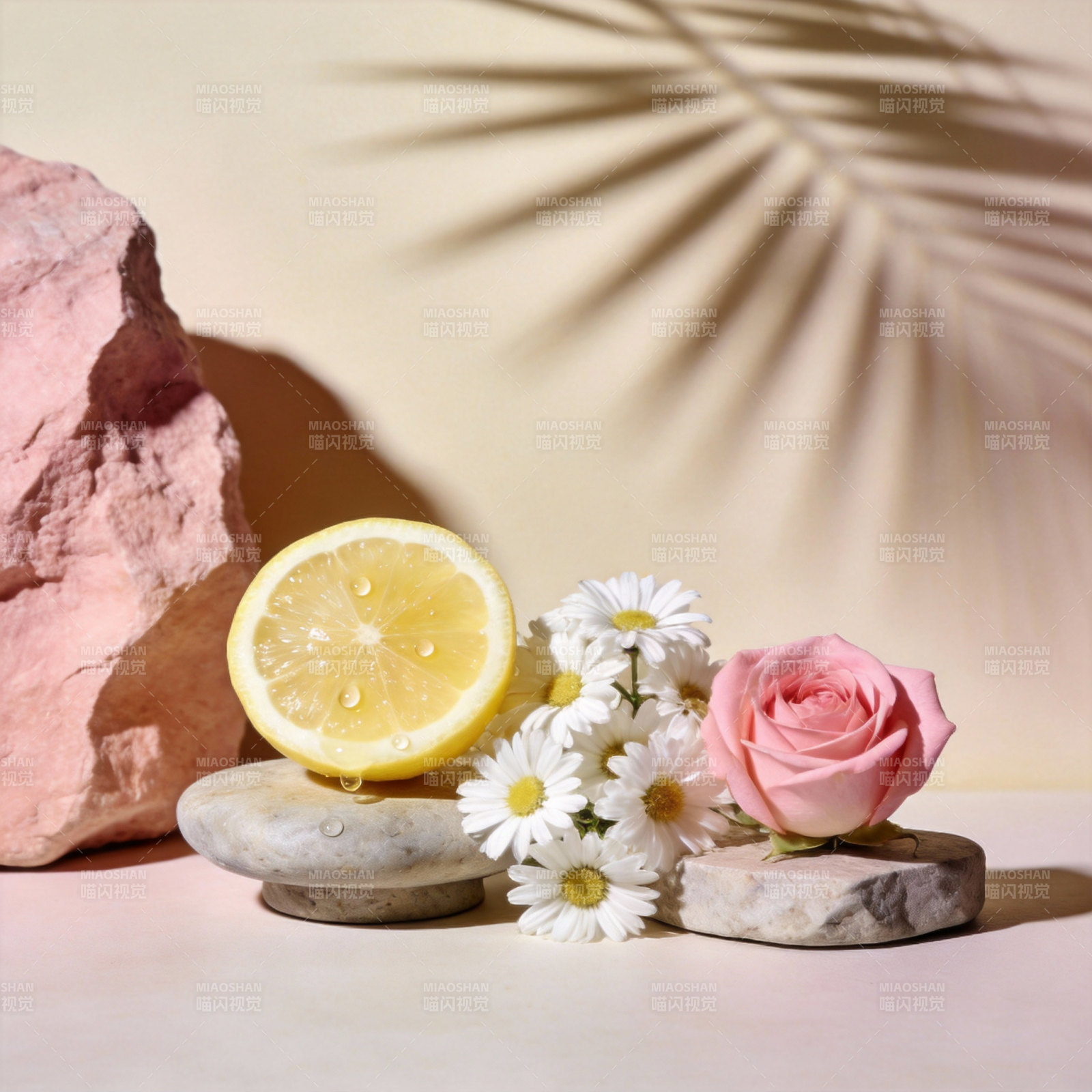 柠檬玫瑰静物图片