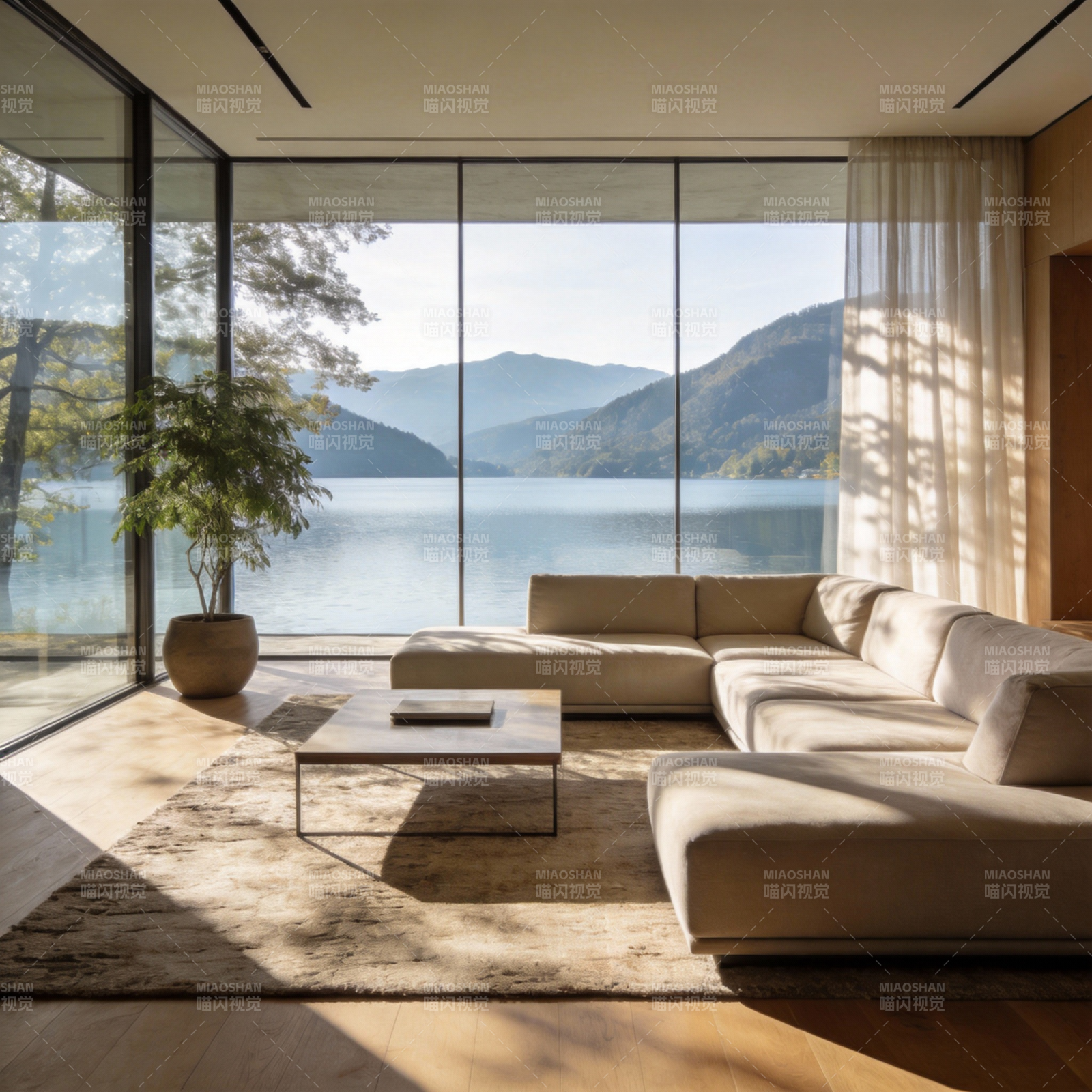 湖景客厅 宁静致远图片