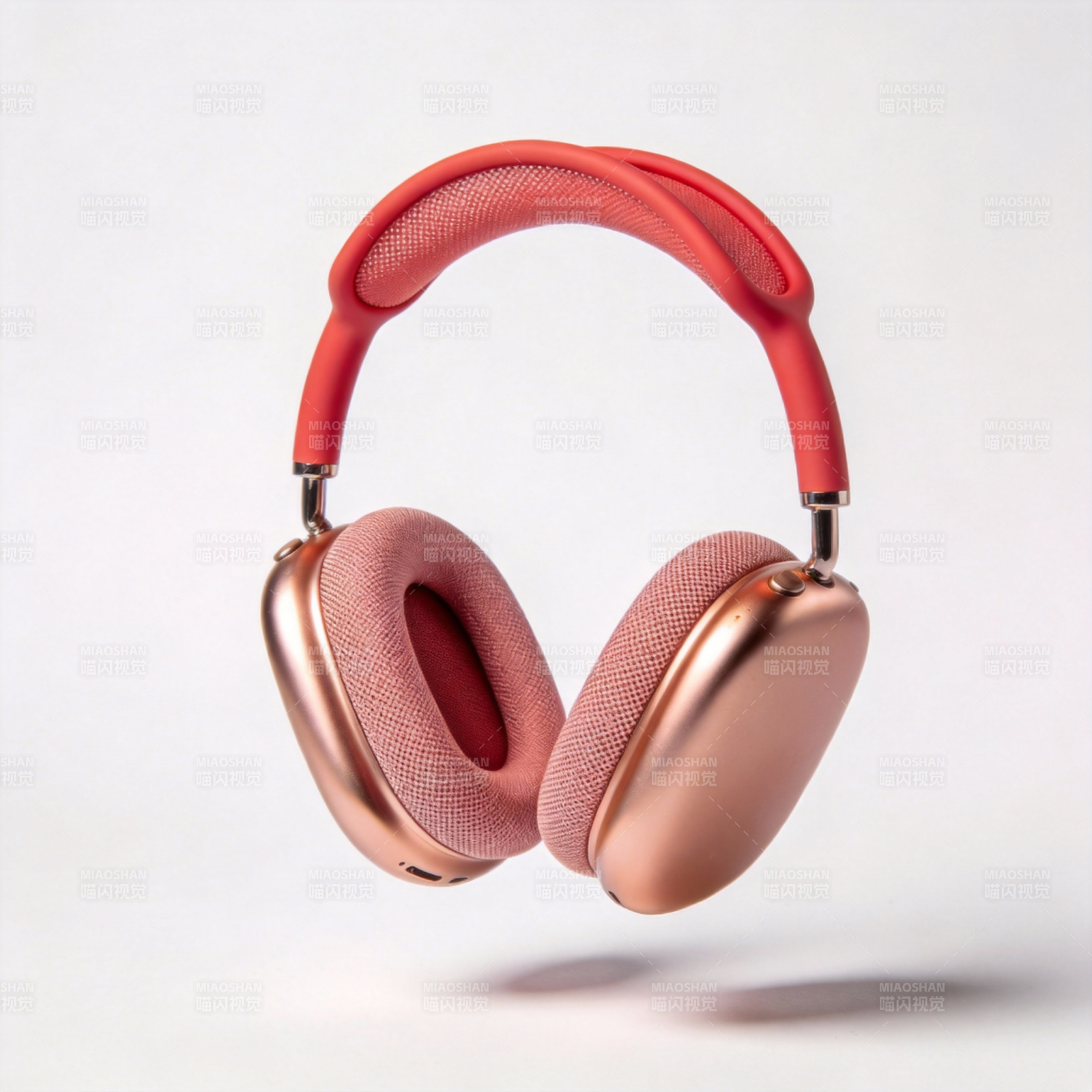 玫瑰金耳机悬浮展示图片