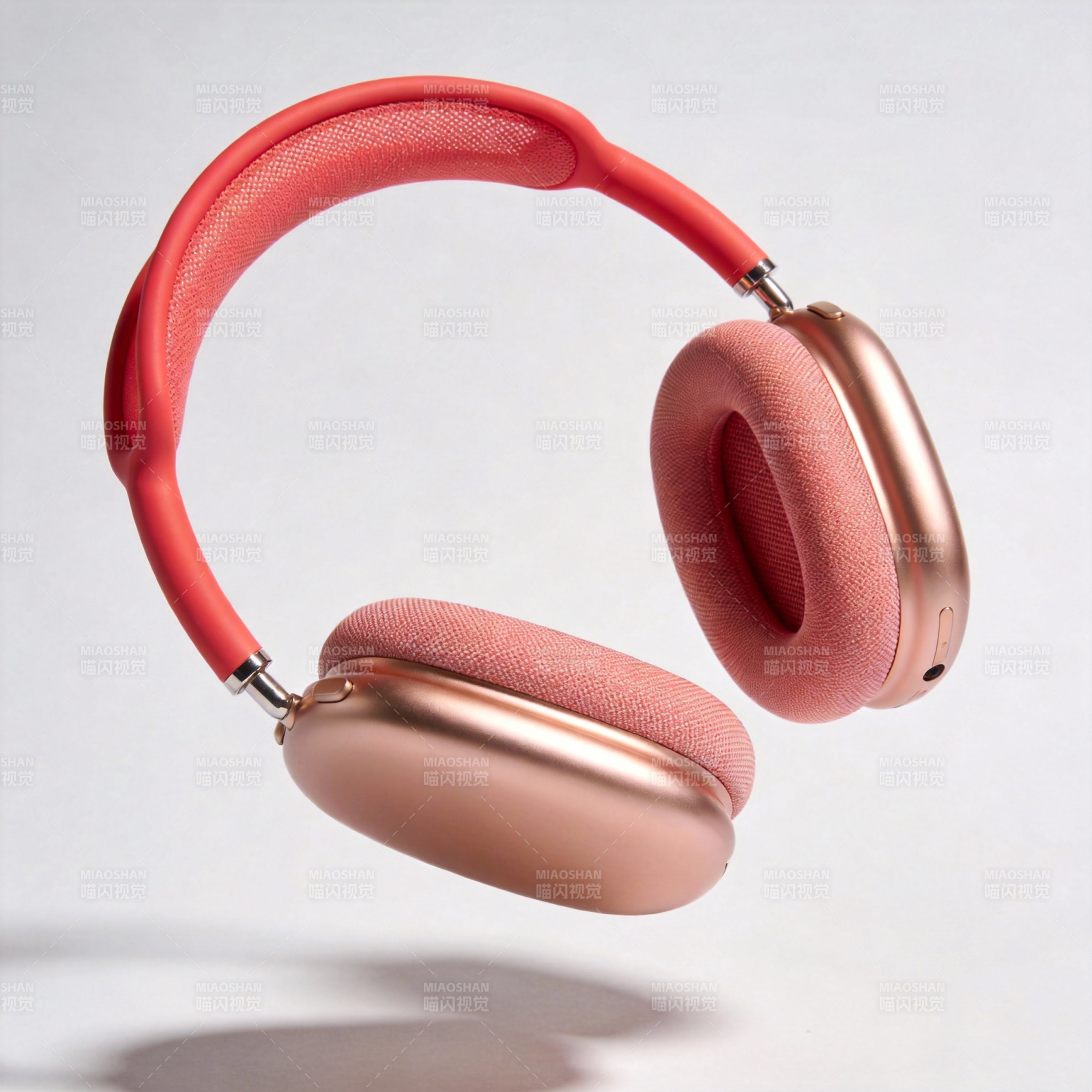 玫瑰金耳机悬浮展示图片