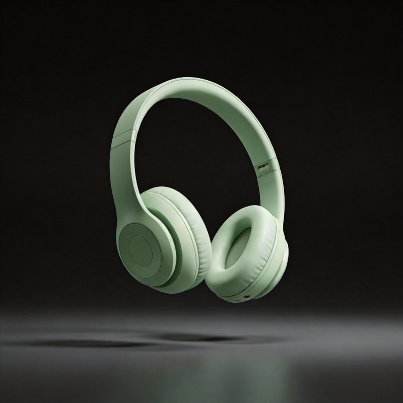 薄荷绿耳机悬浮展示图片