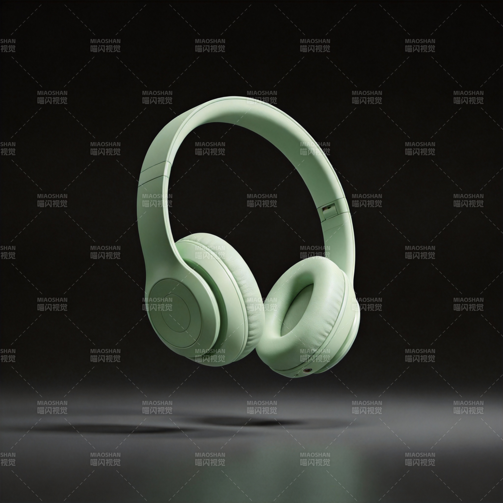 薄荷绿耳机悬浮展示图片