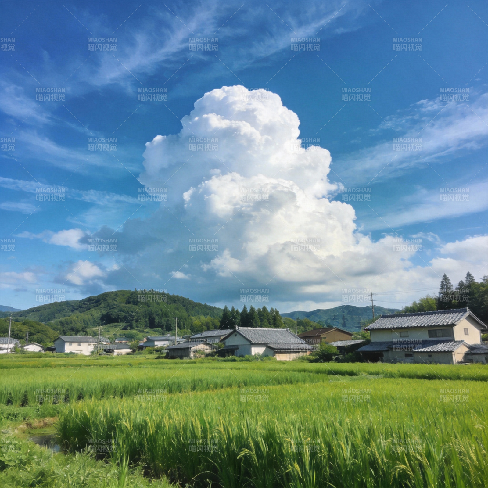田园风光 云卷云舒图片