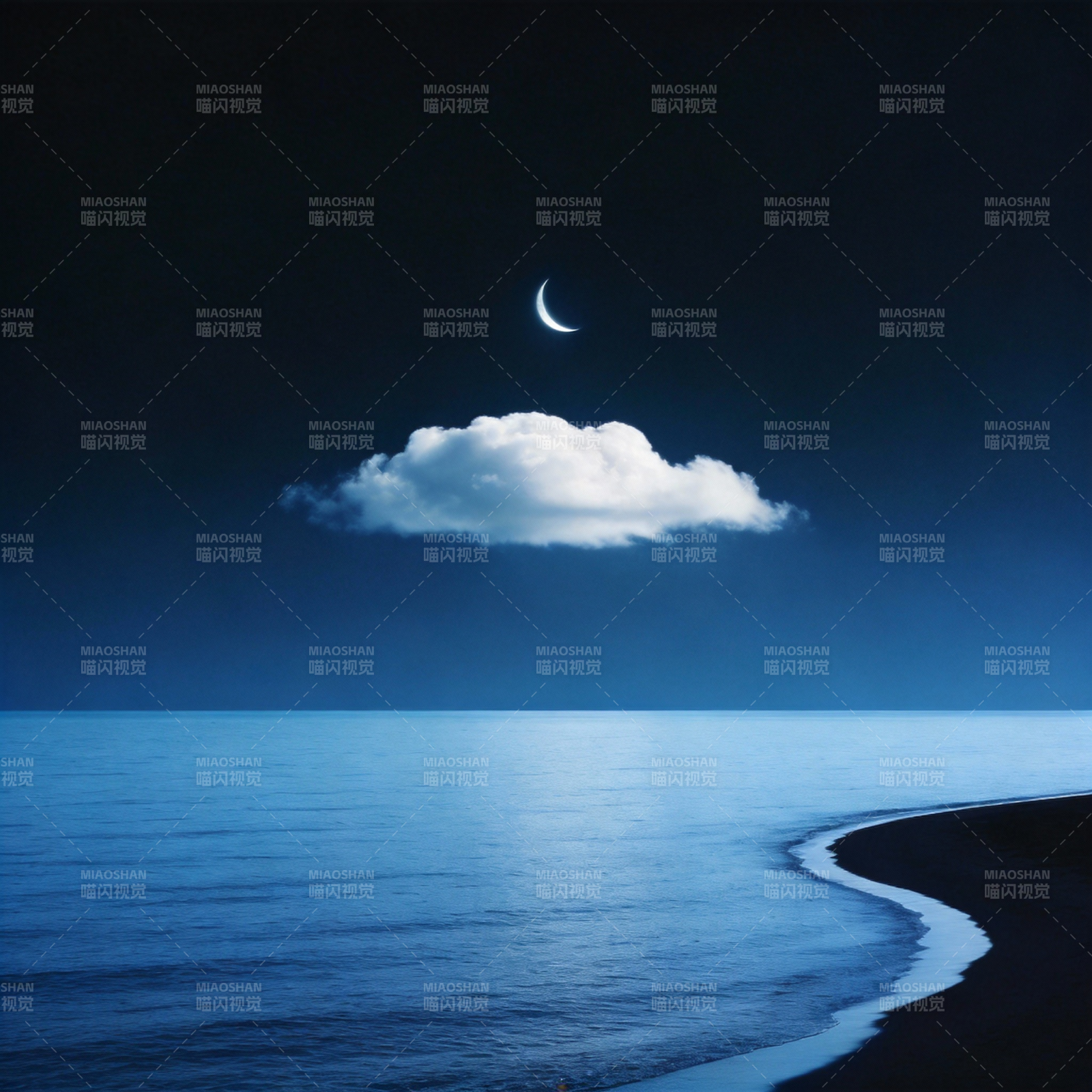 月夜海云图片