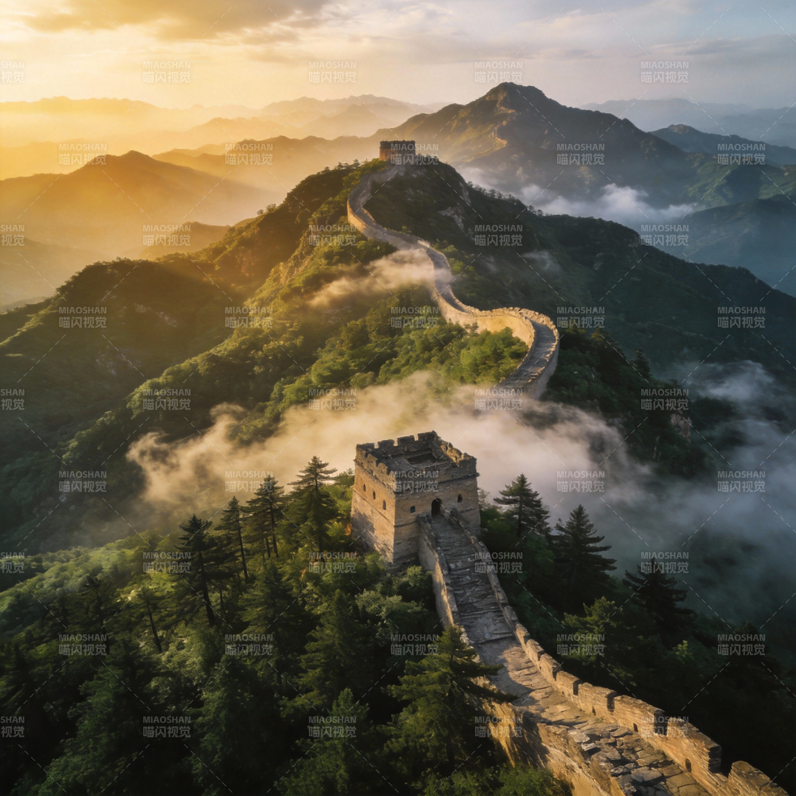 长城云海日出图片