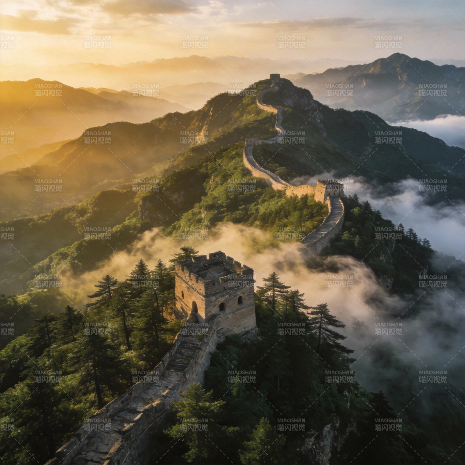 长城云海晨曦图片