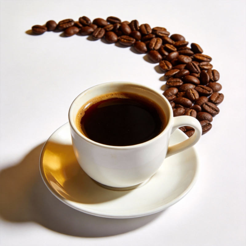 咖啡豆环绕的咖啡杯图片