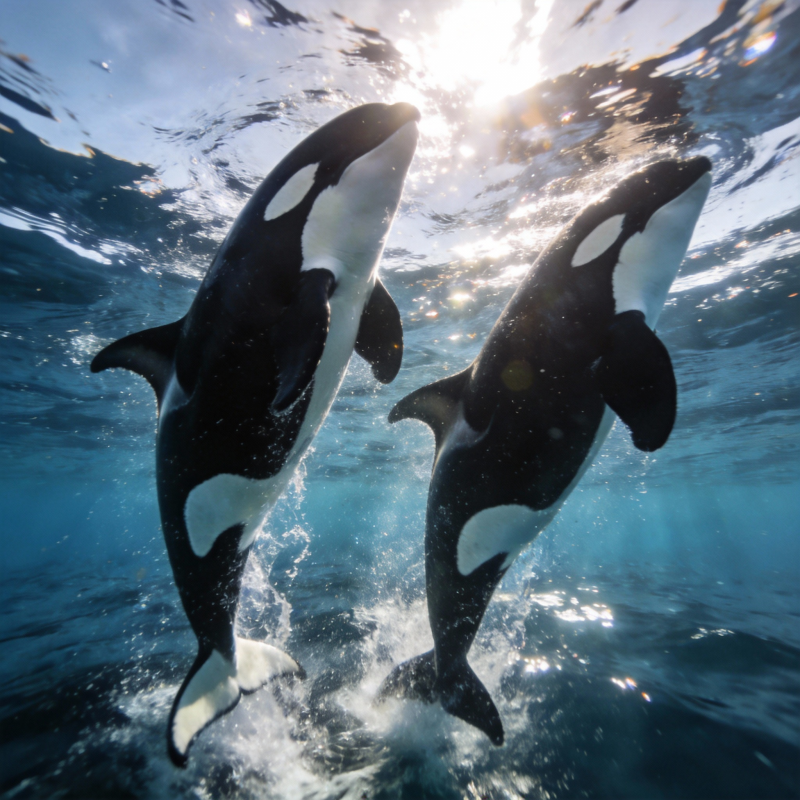 双鲸共舞水光中图片