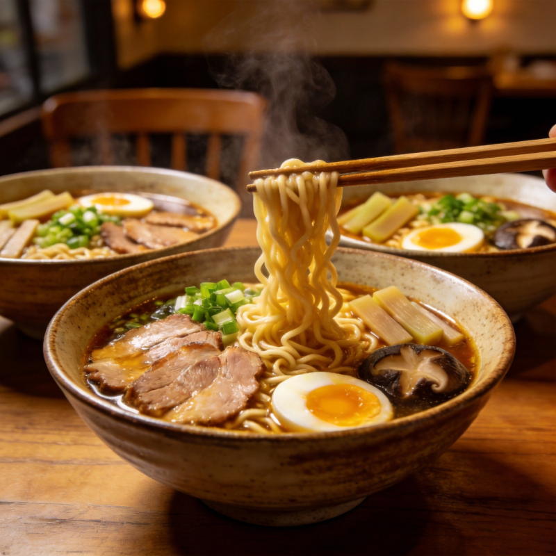 热气腾腾的拉面图片