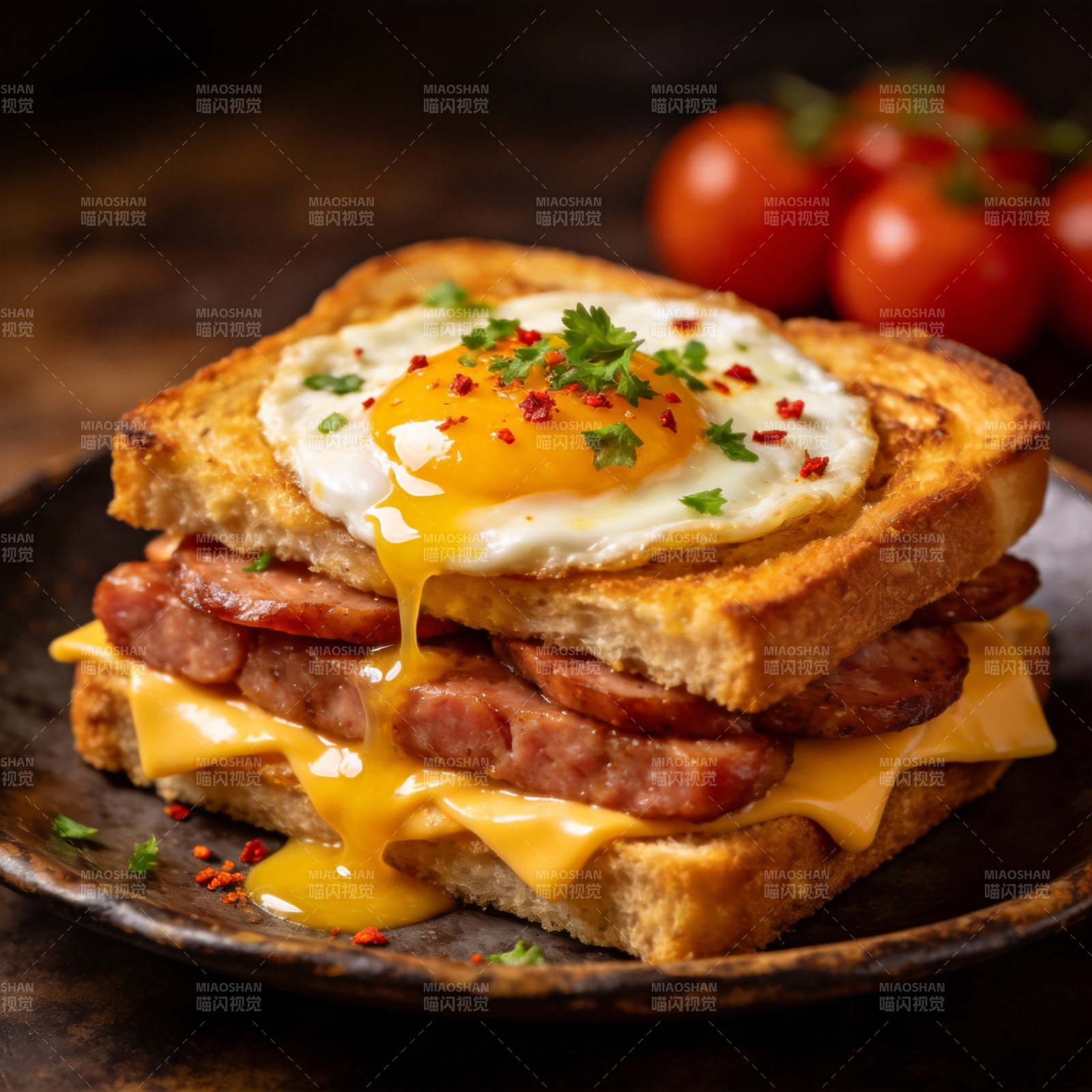 蛋香培根三明治图片