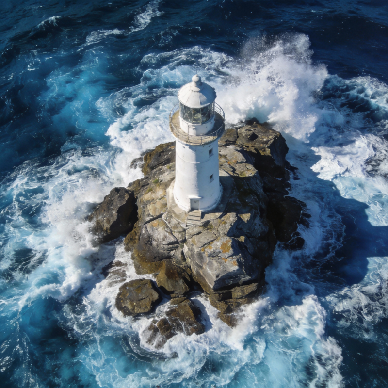 灯塔屹立海岩图片