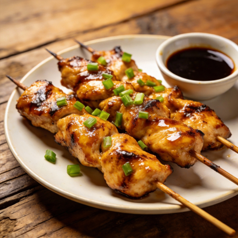 美味烤鸡肉串图片