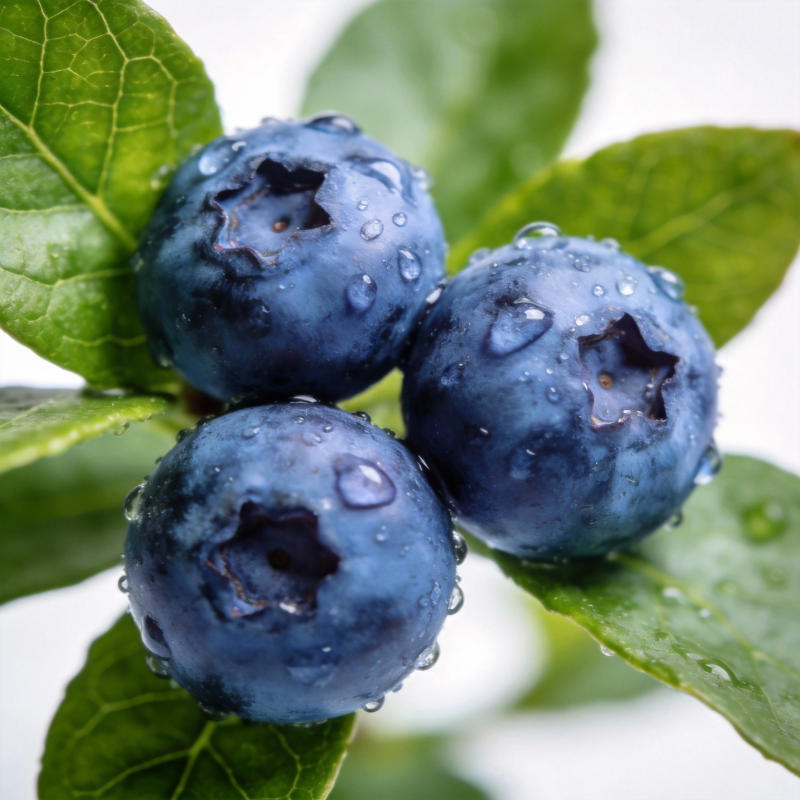 晶莹蓝莓 叶间滴露图片