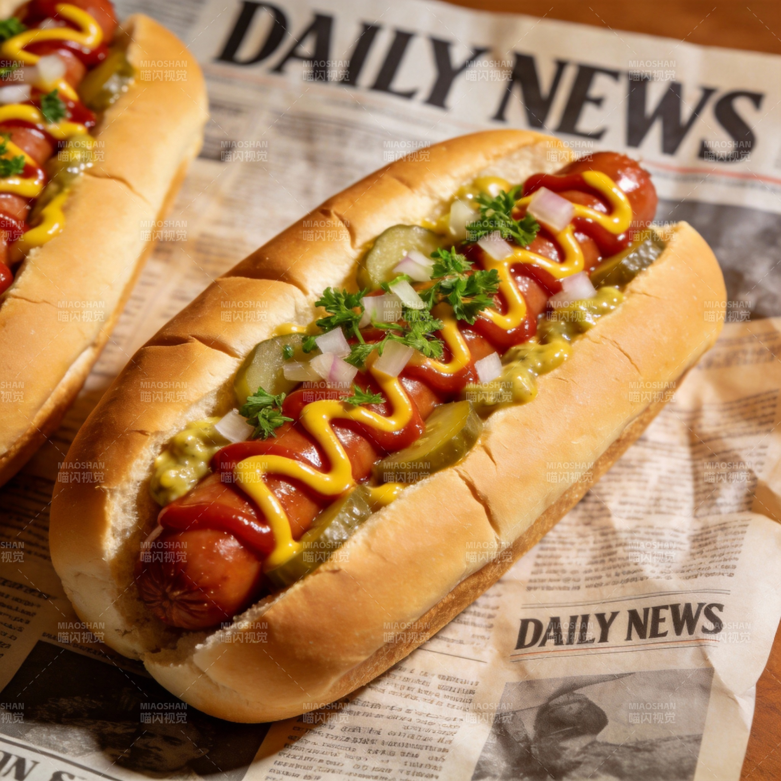 美味热狗特写图片