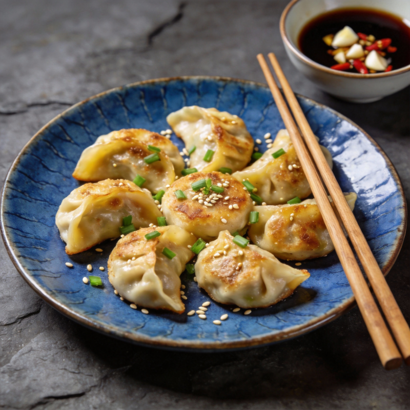 煎饺配蘸料图片