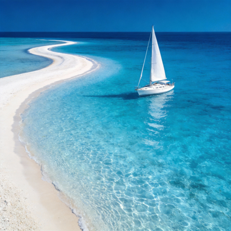 碧海白沙帆影图片