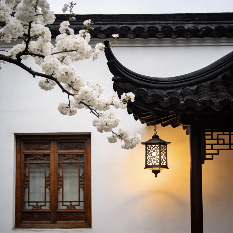 春樱映古檐图片