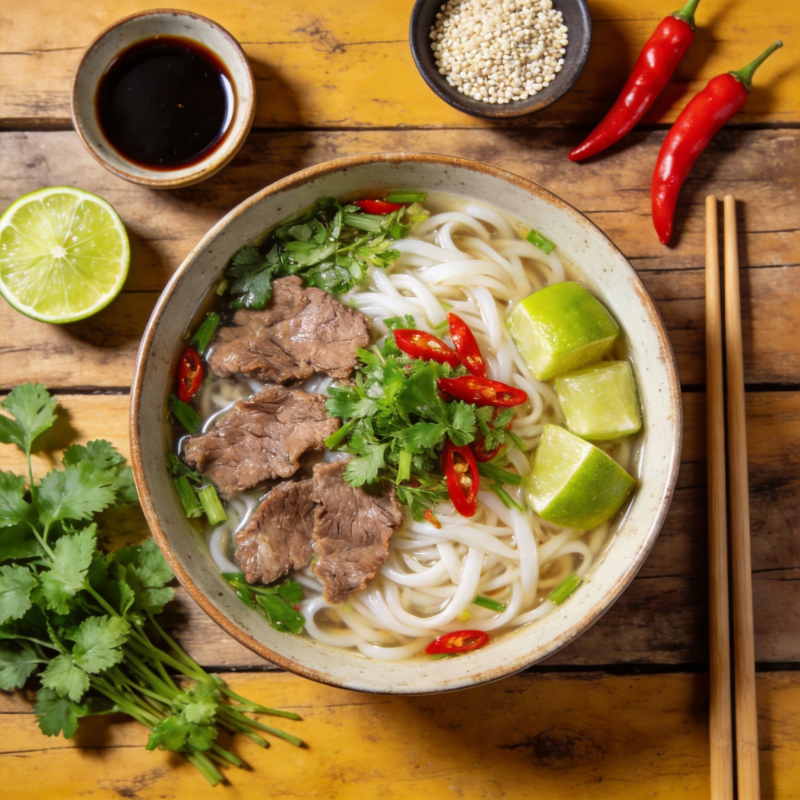 牛肉河粉配香菜图片