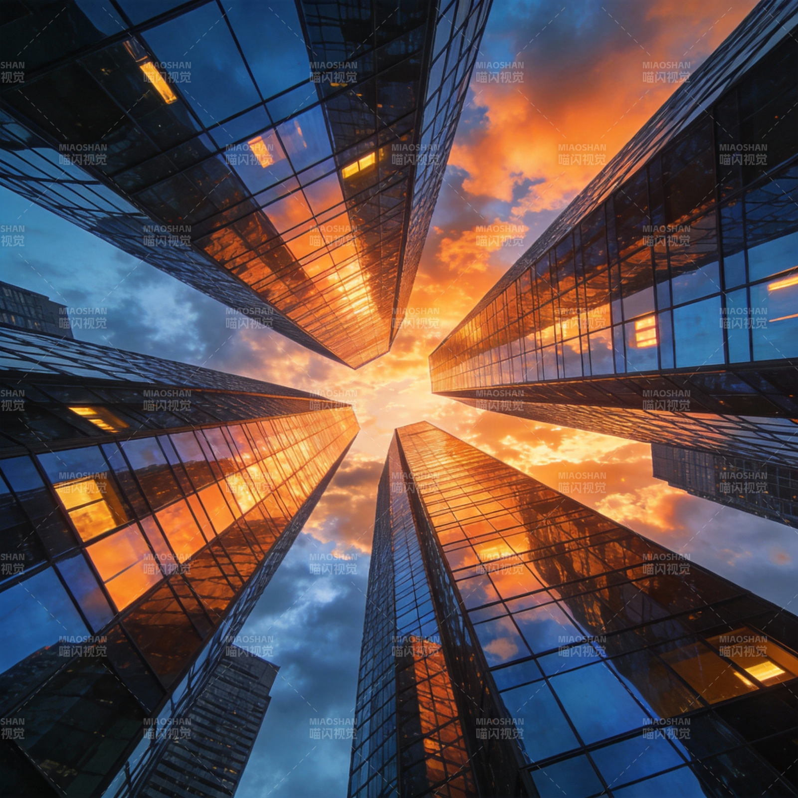 城市天际线的黄昏图片