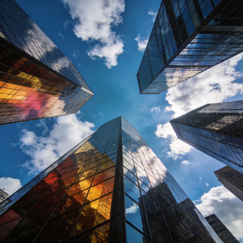 摩天大楼仰望天空图片