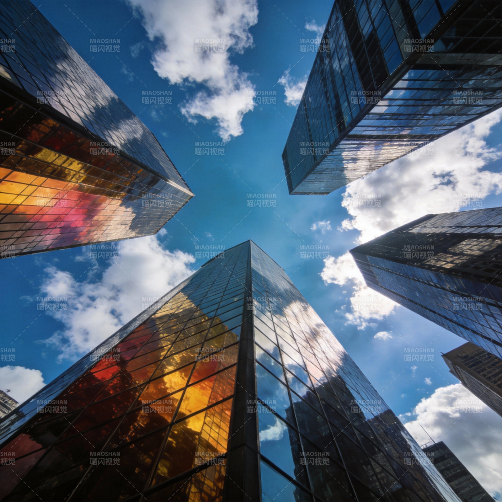 摩天大楼仰望天空图片