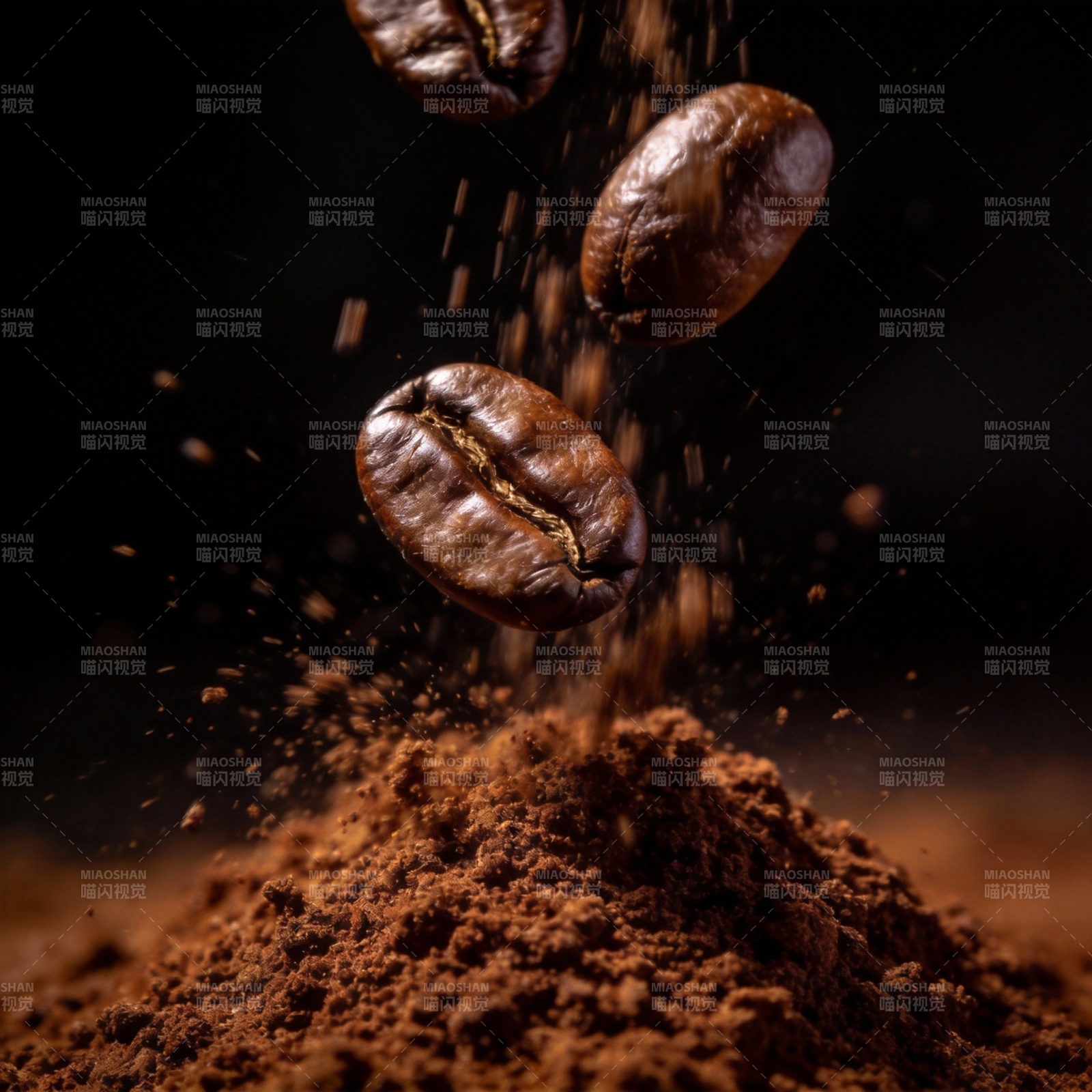 咖啡豆飞溅瞬间图片