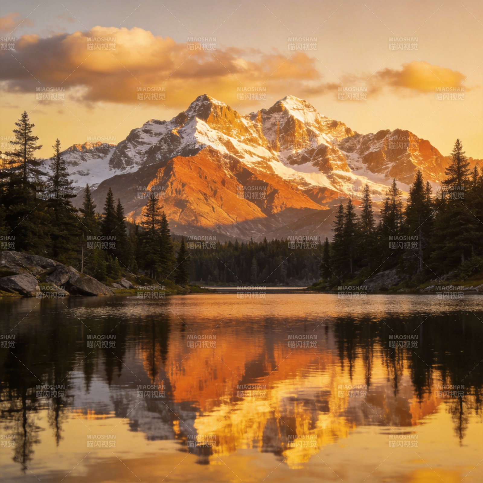 雪山倒影湖光图片