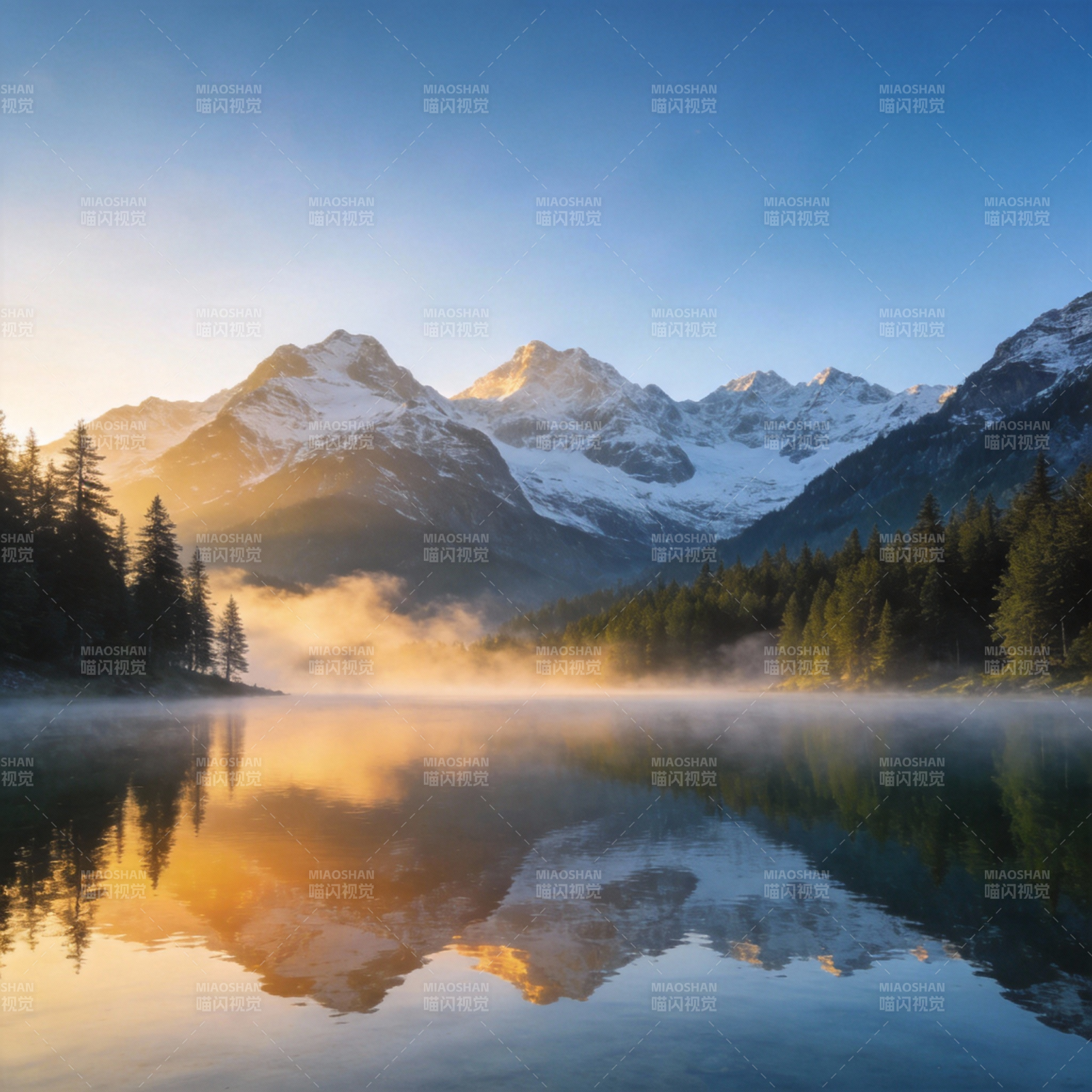雪山倒影湖光图片