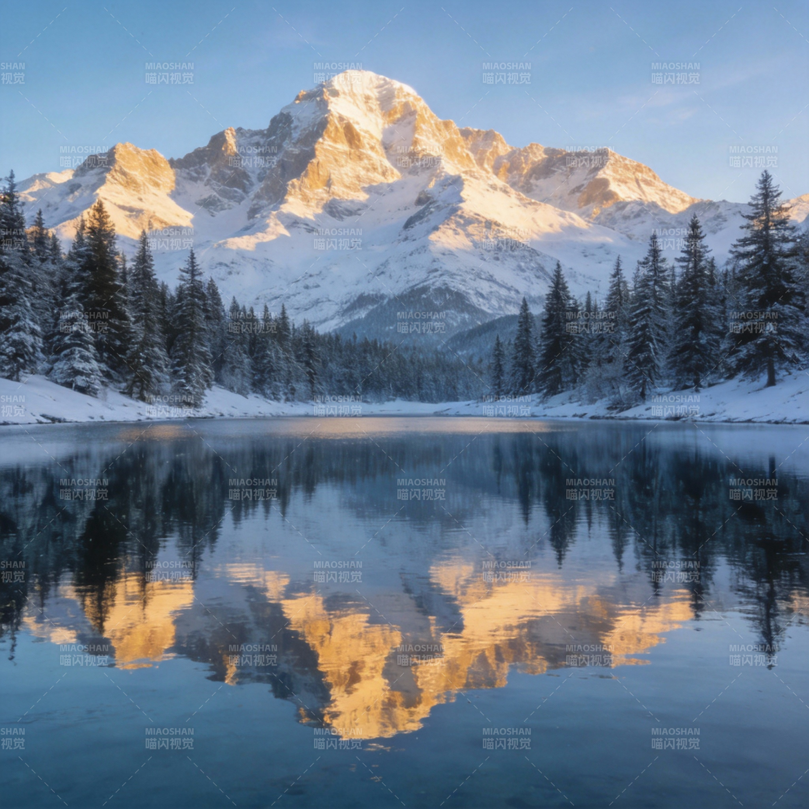 雪山倒影湖光图片