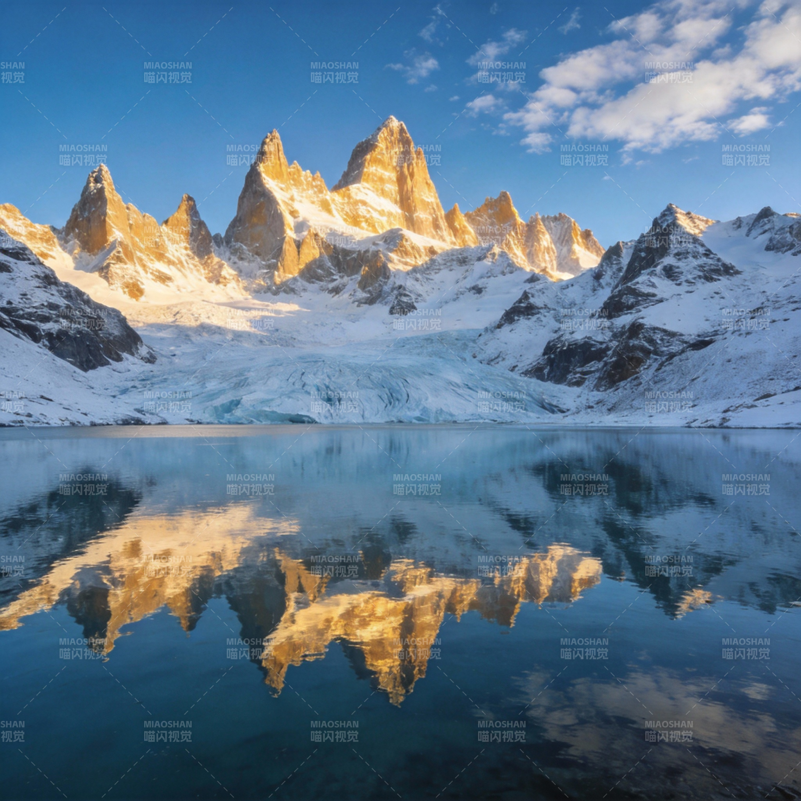 雪山倒影湖光图片