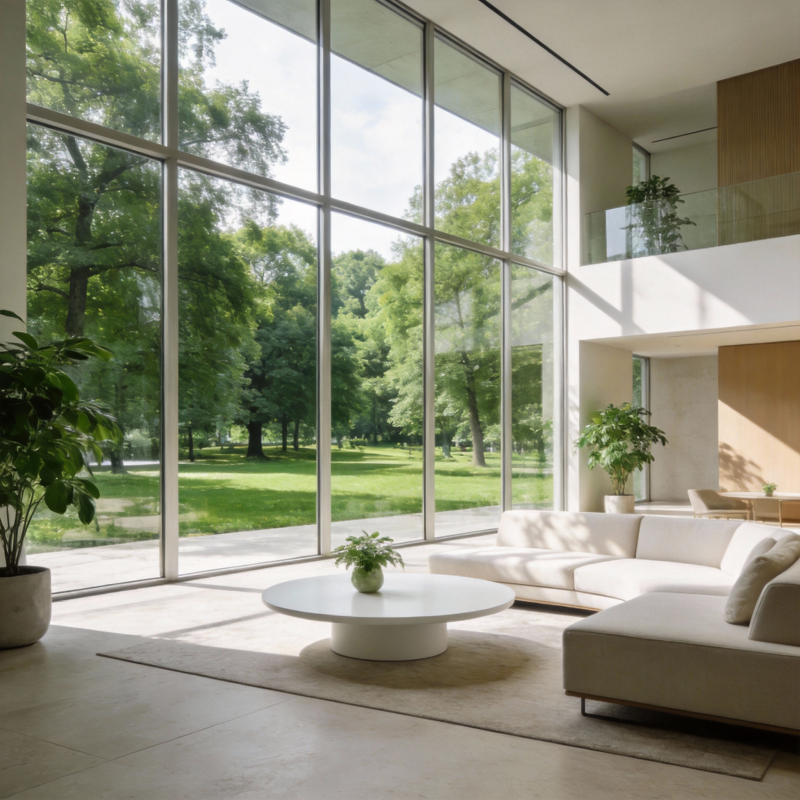 现代客厅 绿意盎然图片