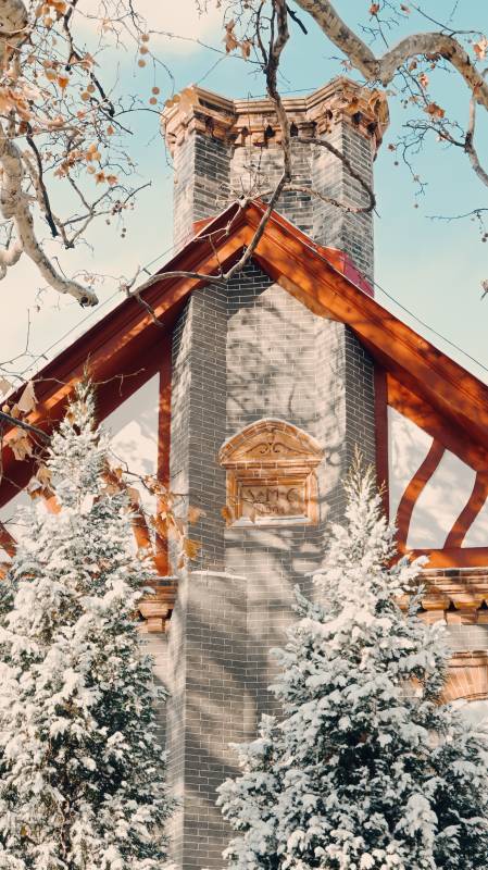 烟台山雪景图片