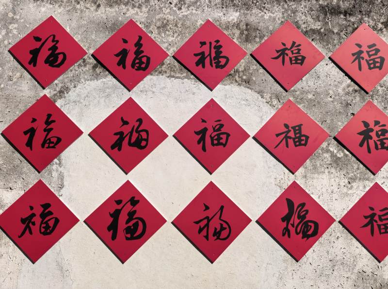 福字满墙迎新春图片
