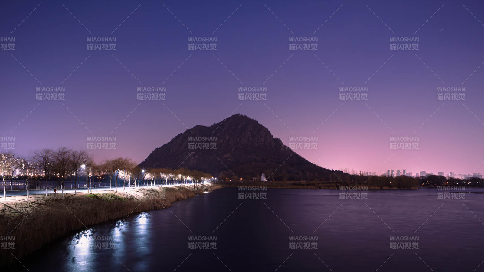 济南华山湖紫调时刻图片