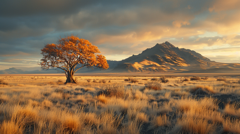 孤树映山晖图片