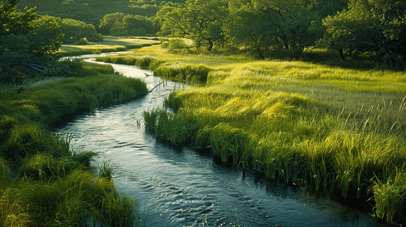溪流穿林过图片