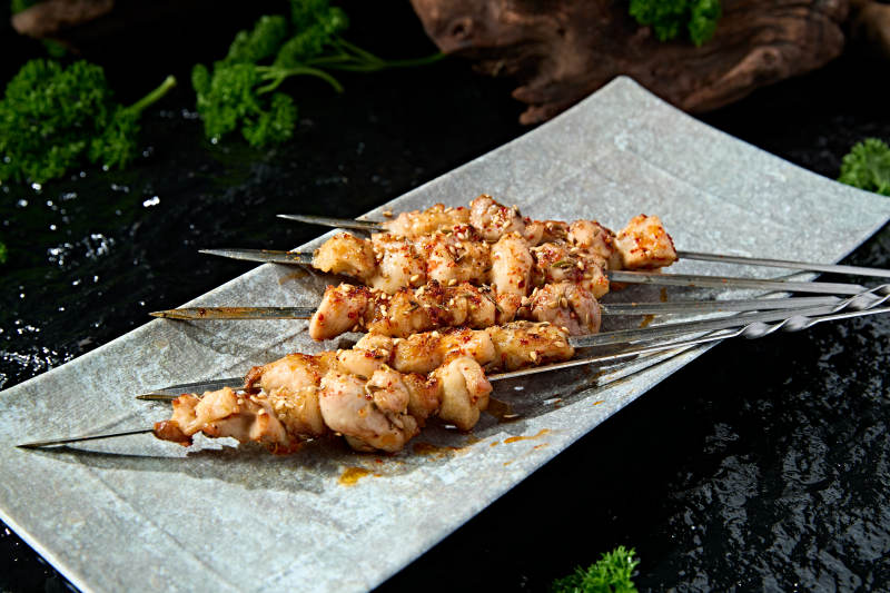 风味美食夜宵烧烤炭烤美味羊肉筋图片