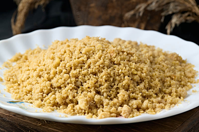 张家口农家美食炒莜面傀儡图片