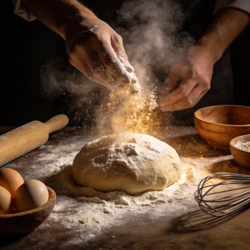 面粉飞扬 揉面瞬间图片