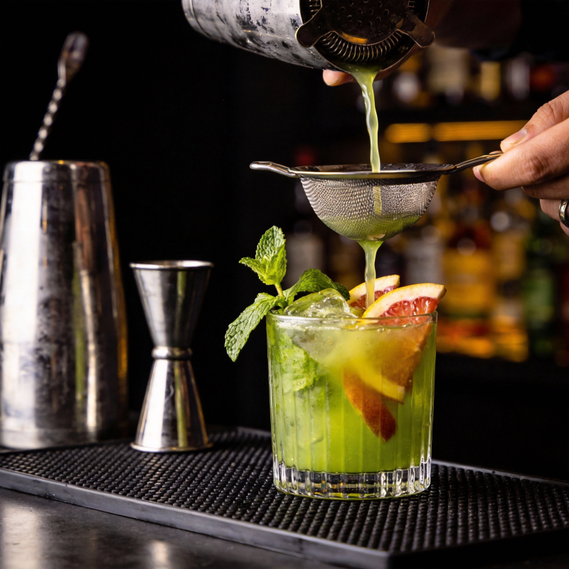 调酒师正在调制鸡尾酒图片