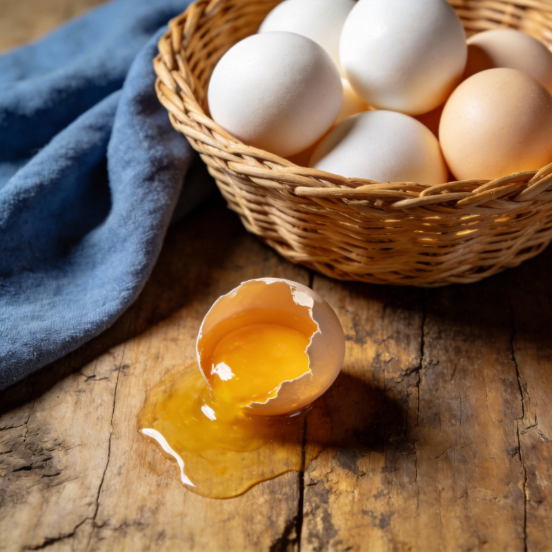 蛋壳破了 蛋黄流出图片