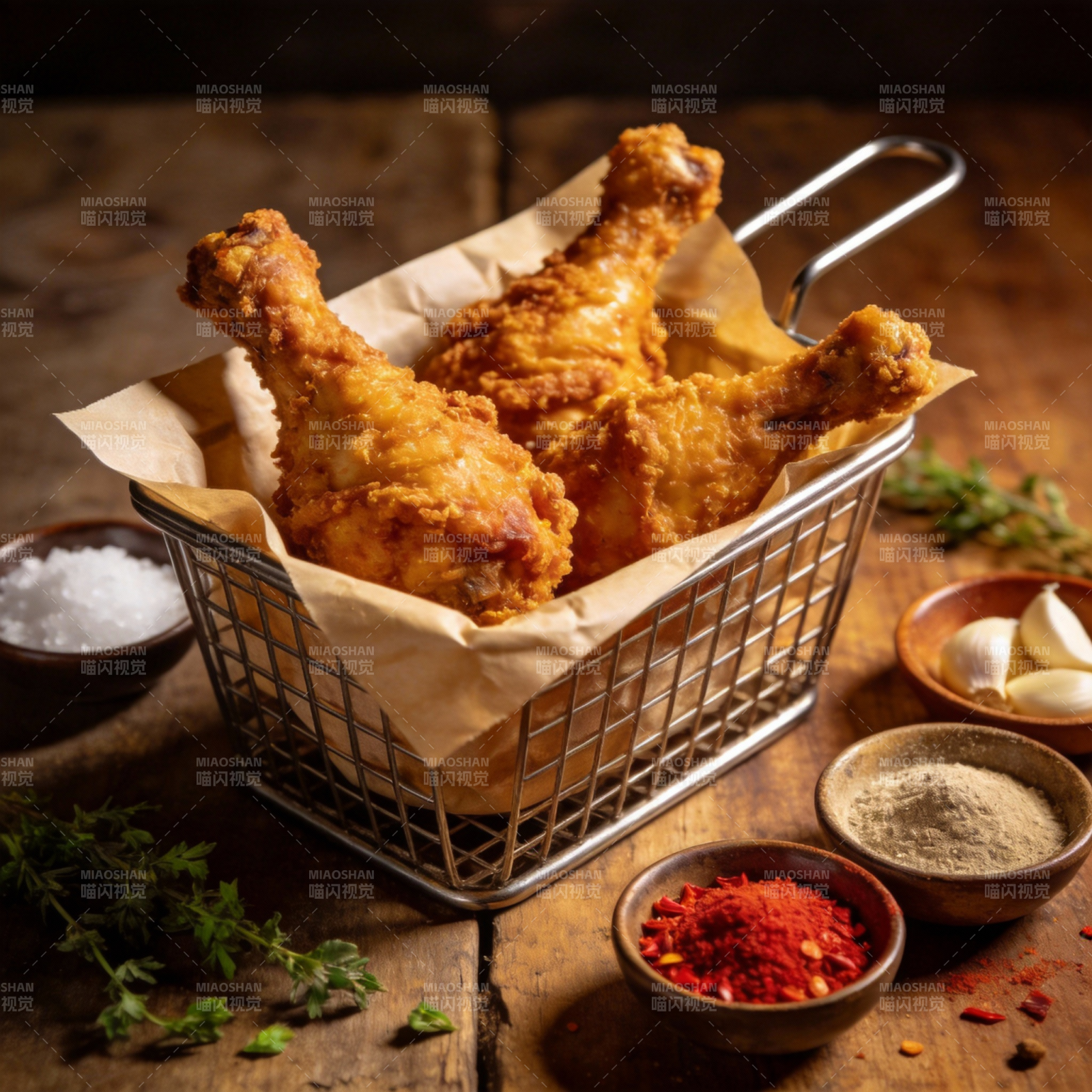 金黄炸鸡腿图片