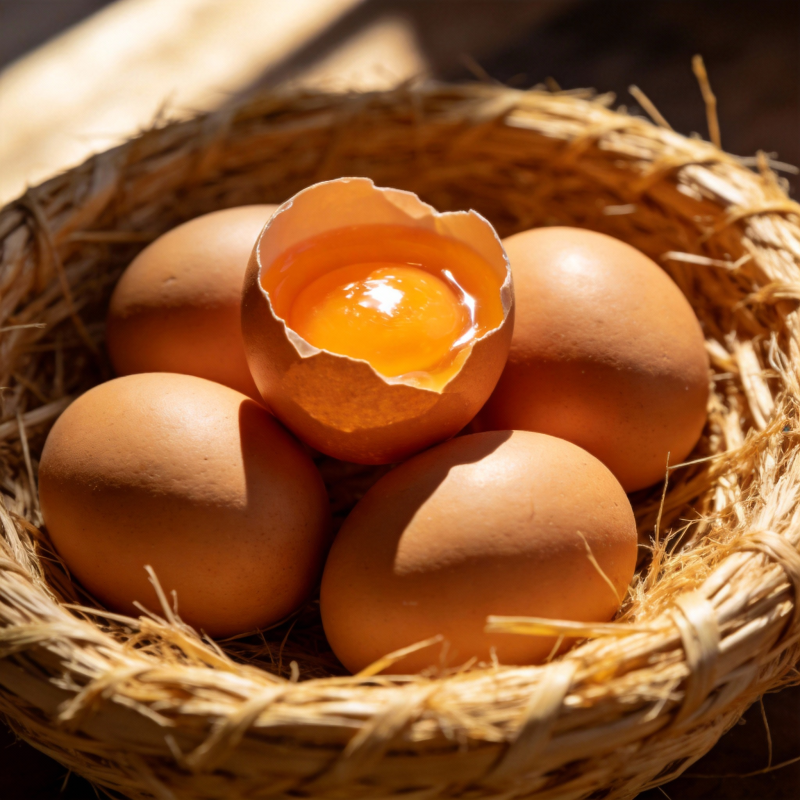 蛋巢中的鲜美蛋黄图片